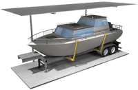 Digital rendering of covered boat storage