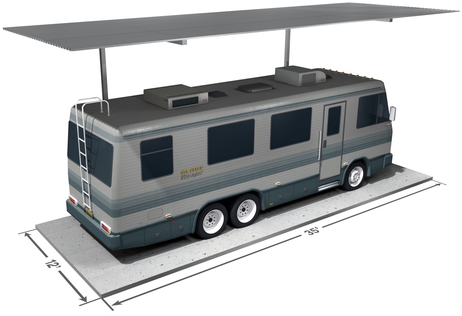 Digital rendering of covered rv storage