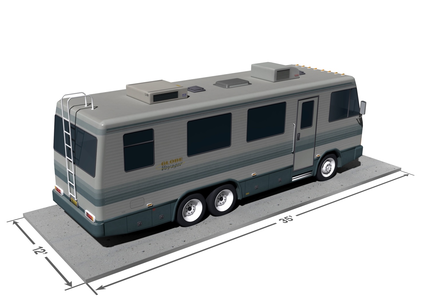 Digital rendering of uncovered rv storage