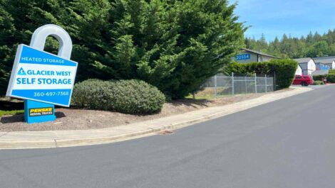 glacier west storage facility road sign