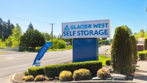 glacier west storage sign